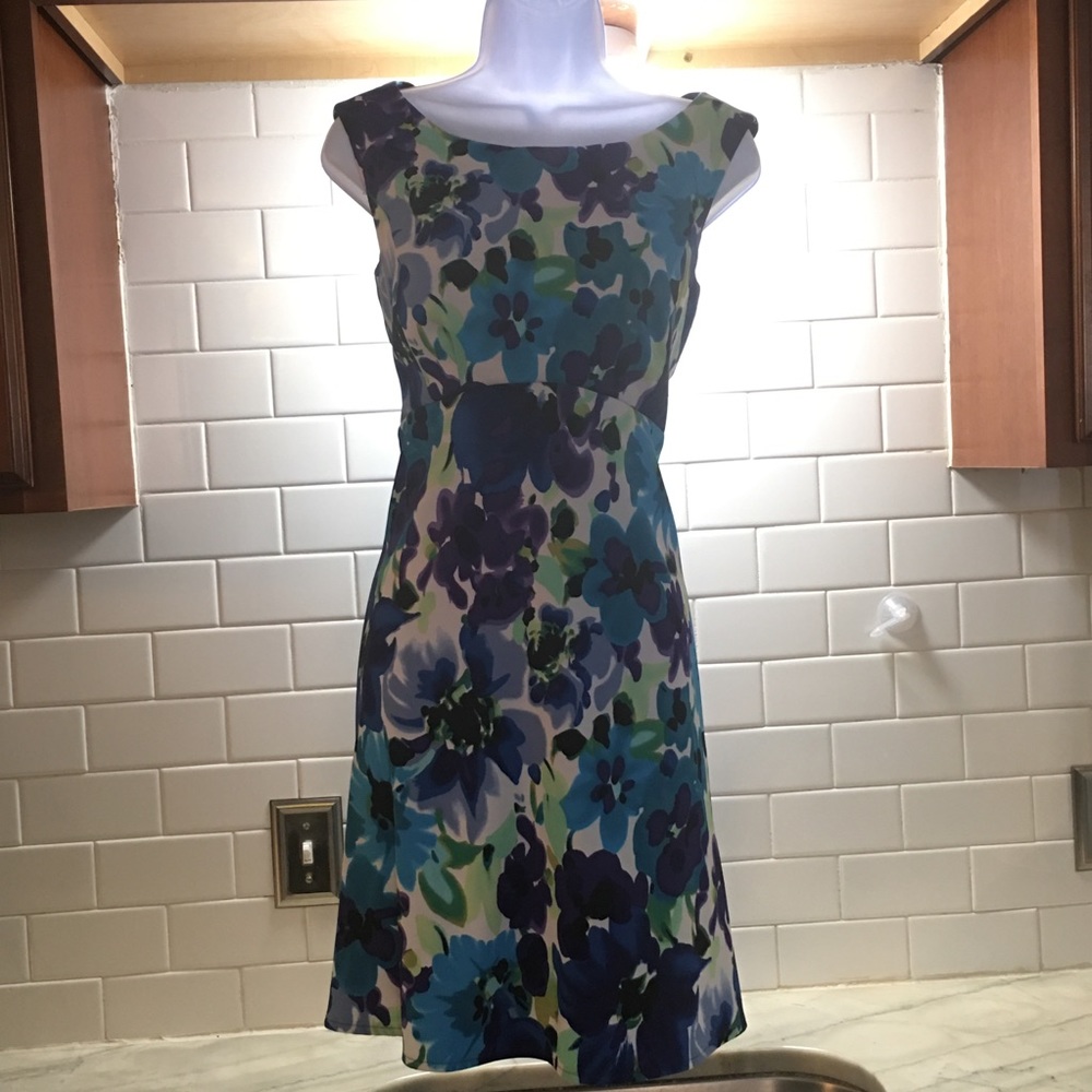 🌼👗LNWOT Connected Apparel Floral A-Line Dress Size 6 empire waist